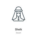 Sheik outline vector icon. Thin line black sheik icon, flat vector simple element illustration from editable desert concept