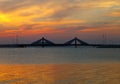 Sheikh Isa Bin Salman causeway Bridge during sunset