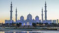 Sheikh Zayed Grand Mosque in Abu Dhabi day to night after sunset, UAE Royalty Free Stock Photo