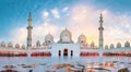 Sheikh Zayed Grand Mosque in Abu Dhabi panoramic view Royalty Free Stock Photo