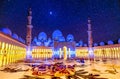 Sheikh Zayed Grand Mosque in Abu Dhabi, UAE at night Royalty Free Stock Photo