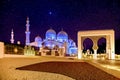 Sheikh Zayed Grand Mosque in Abu Dhabi, UAE at night Royalty Free Stock Photo