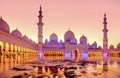 Sheikh Zayed Grand Mosque at dusk in Abu Dhabi, UAE Royalty Free Stock Photo