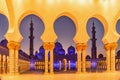 Sheikh Zayed Grand Mosque at dusk in Abu Dhabi, UAE Royalty Free Stock Photo