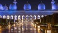 Sheikh Zayed Grand Mosque illuminated at night timelapse, Abu Dhabi, UAE. Royalty Free Stock Photo