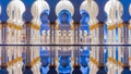 Sheikh Zayed Grand Mosque illuminated at night timelapse, Abu Dhabi, UAE. Royalty Free Stock Photo