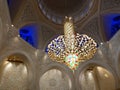 Chandelier light in the grand zayed mosque in Abudhabi UAE Royalty Free Stock Photo