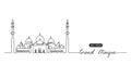 Sheikh Zayed grand mosque one continuous line drawing. Simple, minimal black and white vector background of Grand mosque