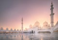 Sheikh Zayed Grand Mosque at sunset Abu-Dhabi, UAE Royalty Free Stock Photo