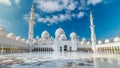 Sheikh Zayed Grand Mosque timelapse hyperlapse located in Abu Dhabi - capital city of United Arab Emirates. Royalty Free Stock Photo