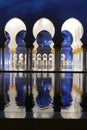 Sheikh Zayed Mosque in Abu Dhabi lateral night view Royalty Free Stock Photo