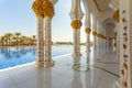 Sheikh Zayed Mosque - Abu Dhabi, United Arab Emirates. Beautiful white Grand Mosque exterior Royalty Free Stock Photo