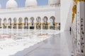 Sheikh Zayed Mosque Corridor with Arabic Geometry Decoration, The Great Marble Grand Mosque at Abu Dhabi, UAE Royalty Free Stock Photo