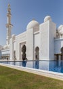 Sheikh Zayed Mosque Facade, The Great Marble Grand Mosque at Abu Dhabi, UAE Royalty Free Stock Photo