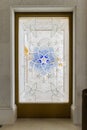 Sheikh Zayed Mosque Glass Door with Arabic Geometry Decoration, The Great Marble Grand Mosque at Abu Dhabi, UAE Royalty Free Stock Photo