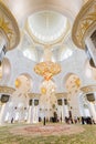 Sheikh Zayed Mosque Interior with Grand Crystal Chandelier and Arabic Geometry Decoration, The Great Marble Grand Mosque at Abu Dh
