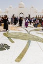 Sheikh Zayed Mosque Marble Floor Decorated, The Great Marble Grand Mosque at Abu Dhabi, UAE Royalty Free Stock Photo