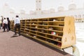 Sheikh Zayed Mosque Shoes Rack, The Great Marble Grand Mosque at Abu Dhabi, UAE Royalty Free Stock Photo