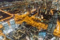 Sheikh Zayed road in the night with yellow light and buildings that view from Burj Khalifa observation floor in Dubai Royalty Free Stock Photo