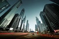 Sheikh Zayed Road in sunset time, Dubai Royalty Free Stock Photo