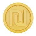 Shekel coin 3d rendering isometric icon.