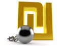 Shekel currency symbol with prison ball