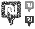 Shekel map pointer Mosaic Icon of Rugged Parts Royalty Free Stock Photo