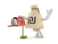 Shekel money bag character with mailbox Royalty Free Stock Photo