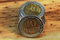 10 Shekel or 10 Sheqel. Official name of the coin in Israel - 10 New Sheqalim. Israeli Coins, Bank of Israel money Royalty Free Stock Photo