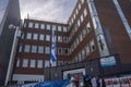 Shelbourne Road, Dublin, Ireland, 11th November 2023. Israeli Embassy in Dublin with flag on pole