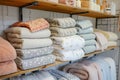 shelf with an array of soft baby blankets