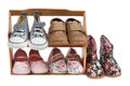 Shelf of children shoes for all occasions isolated Royalty Free Stock Photo