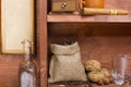 Shelf with coffee beans in the bag Royalty Free Stock Photo