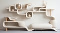 Organic Biomorphic White Shelf With Soft And Rounded Forms