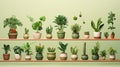 Photo of a colorful and vibrant shelf filled with an abundance of potted plants