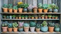 Shelf Filled With Potted Plants Royalty Free Stock Photo