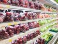 Shelf with Fresh fruits and vegetable in supermarket  Healthy food concept. Royalty Free Stock Photo