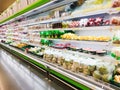 Shelf with Fresh fruits and vegetable in supermarket Healthy food concept. Royalty Free Stock Photo