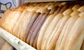 Shelf with fresh white bread Royalty Free Stock Photo