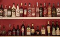Shelf full of liquor bottles