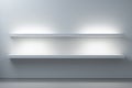The shelf is hanging on the wall. Backlight with a shelf on a white background. Royalty Free Stock Photo