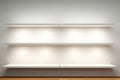 The shelf is hanging on the wall. Backlight with a shelf on a white background. Royalty Free Stock Photo