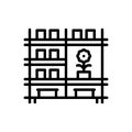 Black line icon for Shelf, rack and package Royalty Free Stock Photo