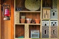 Shelf with insect hotel and garden utensils Royalty Free Stock Photo