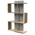 Shelf made of chipboard in color Oak and Aluminum with metal chrome pipe