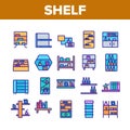 Shelf Room Furniture Collection Icons Set Vector