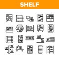 Shelf Room Furniture Collection Icons Set Vector