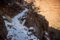 Shelf Trail Covered In Snow With Fresh Mountain Lion Prints