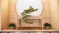 The Shelf wall design zen interior of living room japanese style.3d rendering Royalty Free Stock Photo