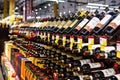 A shelf of wines in a supermarket Royalty Free Stock Photo